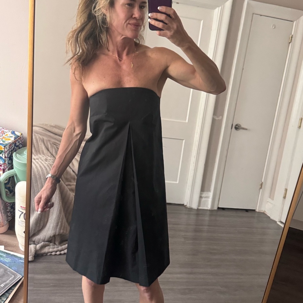 La Prestic Ouiston Paris Strapless Black Cotton Dress with Built-In Corset Sz S - Picture 7 of 13